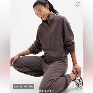 Athleta Tranquil Waffle Half Zip and Joggers SET